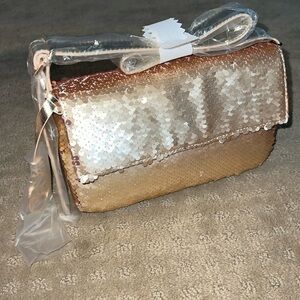 Nicole Miller Gold Sequin Crossbody Bag